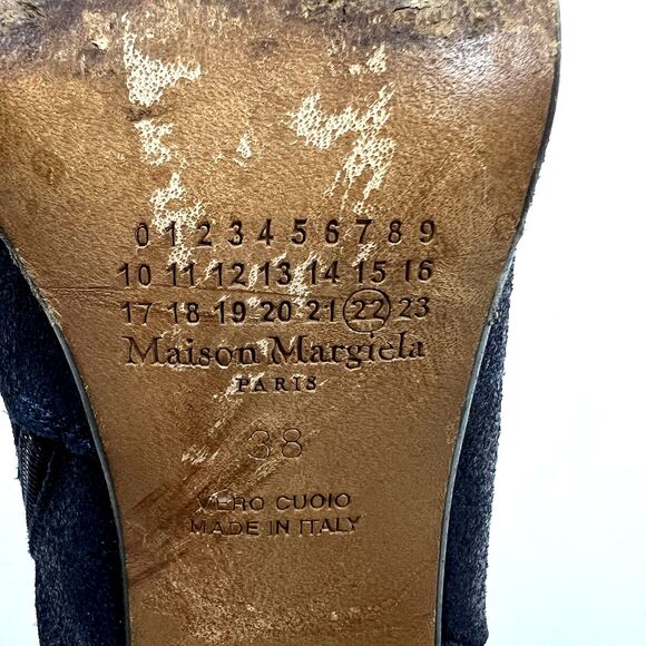 Maison Margiela Ankle Boots Size 38 Navy Blue Metallic Heels Leather Italy - Picture 14 of 16